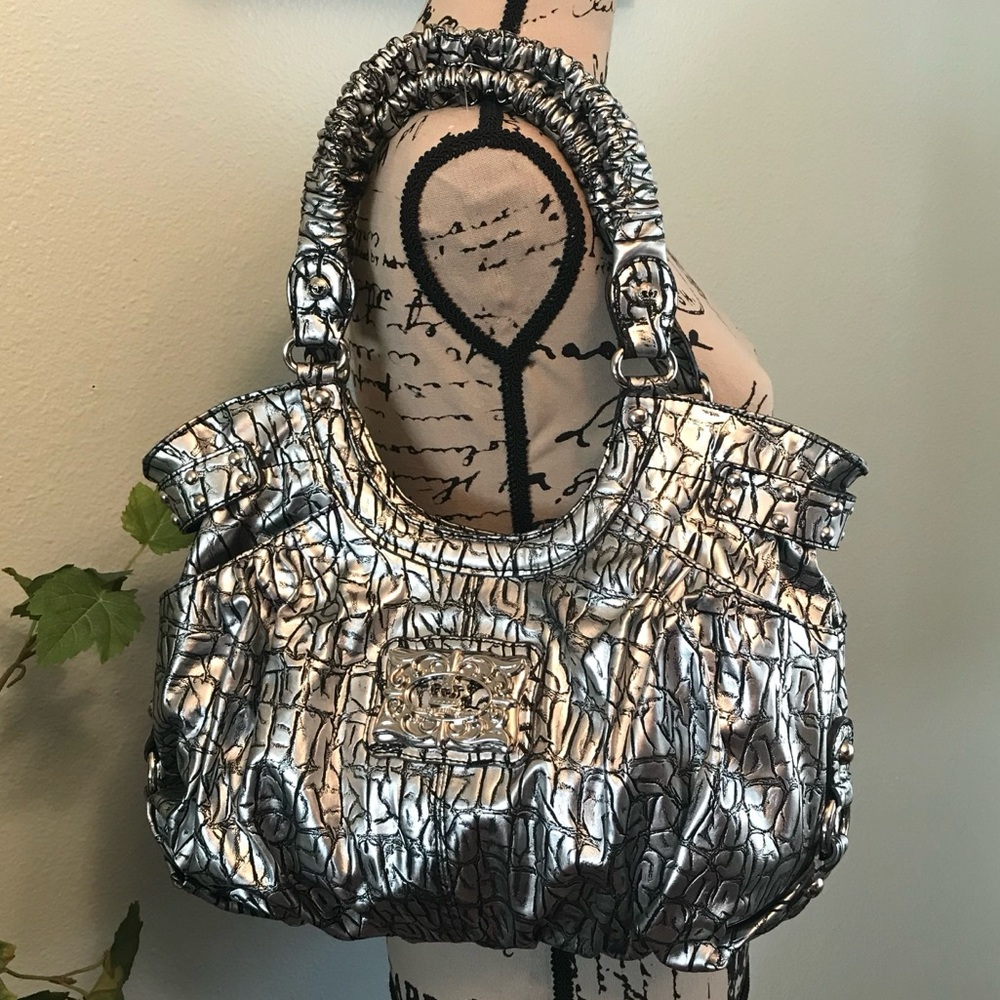 Kathy Van Zeeland Silver Foiled Handbag Tote